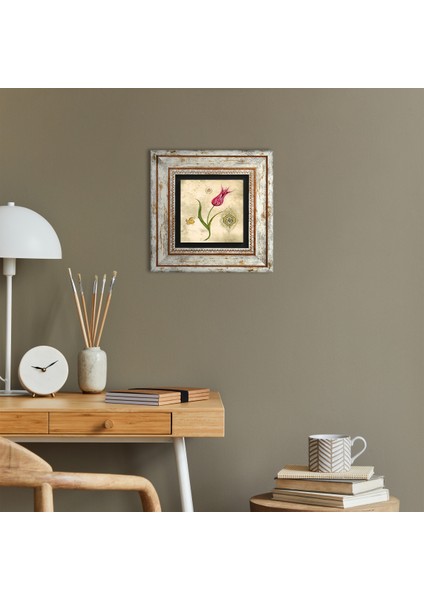 Lale Ebru Sanatı Taş Duvar Tablosu Çerçeveli Duvar Dekoru Wall Art T1-134