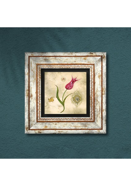 Lale Ebru Sanatı Taş Duvar Tablosu Çerçeveli Duvar Dekoru Wall Art T1-134