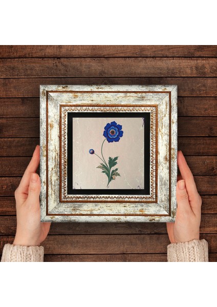 Ebru Sanatı Taş Duvar Tablosu Çerçeveli Duvar Dekoru Wall Art T1-136