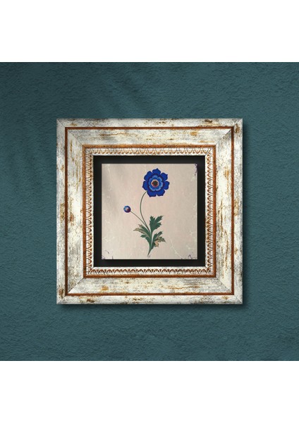 Ebru Sanatı Taş Duvar Tablosu Çerçeveli Duvar Dekoru Wall Art T1-136