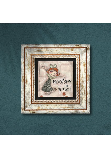 Mutlu Kız Taş Duvar Tablosu Çerçeveli Duvar Dekoru Wall Art T1-389