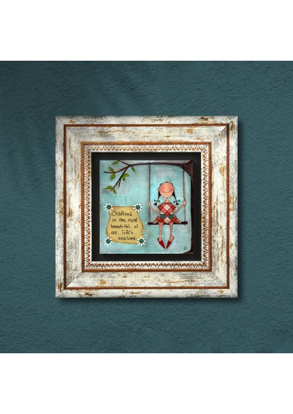 Mutlu Kız Taş Duvar Tablosu Çerçeveli Duvar Dekoru Wall Art T1-391