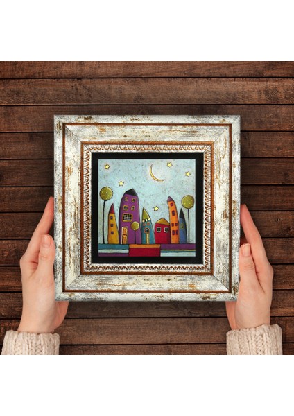 Minimalist Bohem Taş Duvar Tablosu Çerçeveli Duvar Dekoru Wall Art T1-395