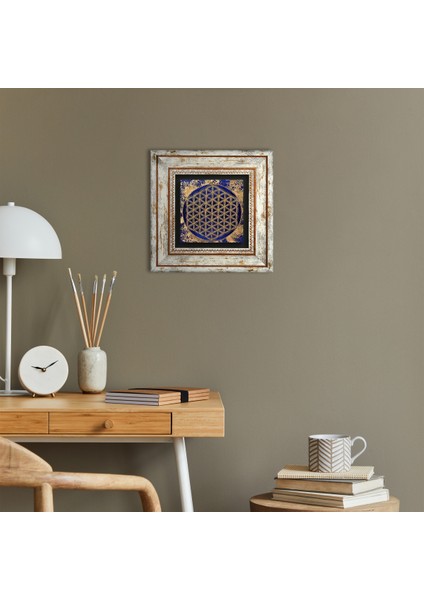 Yaşam Çiçeği Taş Duvar Tablosu Çerçeveli Duvar Dekoru Wall Art T1-173