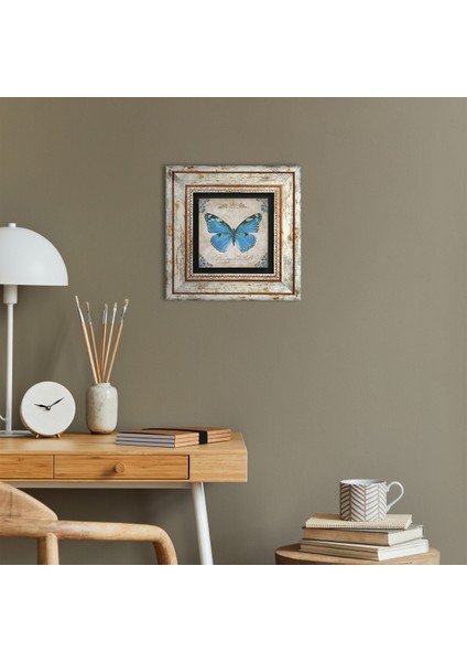 Kelebek Taş Duvar Tablosu Çerçeveli Duvar Dekoru Wall Art T1-220