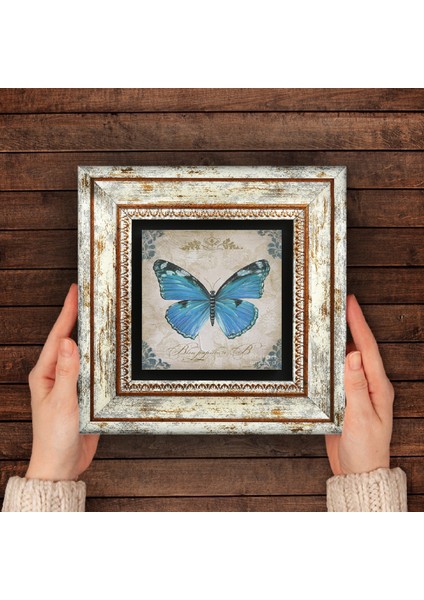 Kelebek Taş Duvar Tablosu Çerçeveli Duvar Dekoru Wall Art T1-220