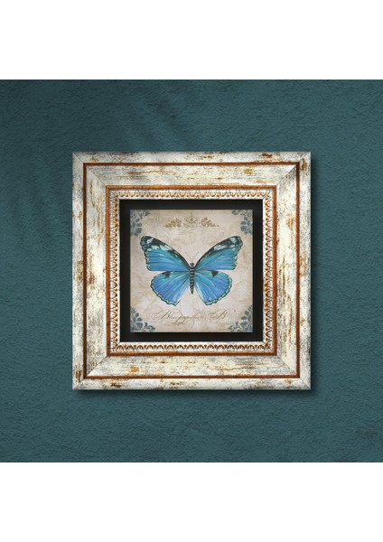 Kelebek Taş Duvar Tablosu Çerçeveli Duvar Dekoru Wall Art T1-220