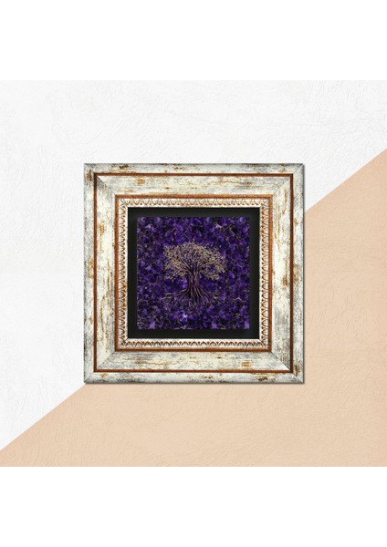Hayat Ağacı Taş Duvar Tablosu Çerçeveli Duvar Dekoru Wall Art T1-225