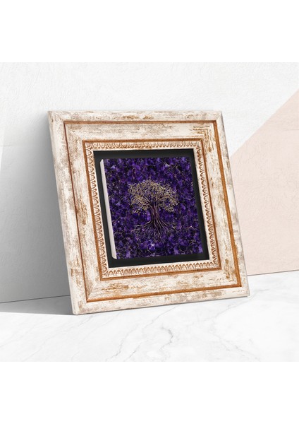 Hayat Ağacı Taş Duvar Tablosu Çerçeveli Duvar Dekoru Wall Art T1-225