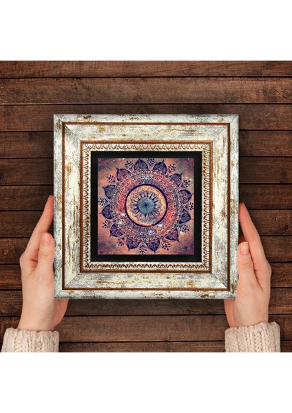 Mandala Taş Duvar Tablosu Çerçeveli Duvar Dekoru Wall Art T1-226