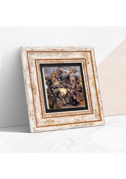 Anghiari Savaşı Antik Roma Serisi Taş Duvar Tablosu Çerçeveli Duvar Dekoru Wall Art T1-40