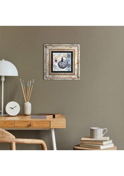 Deniz Kabuğu Taş Duvar Tablosu Çerçeveli Duvar Dekoru Wall Art T1-400