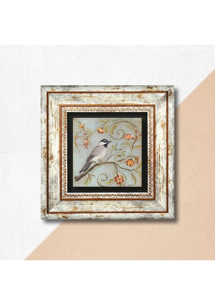 Serçe Kuş Taş Duvar Tablosu Çerçeveli Duvar Dekoru Wall Art T1-403