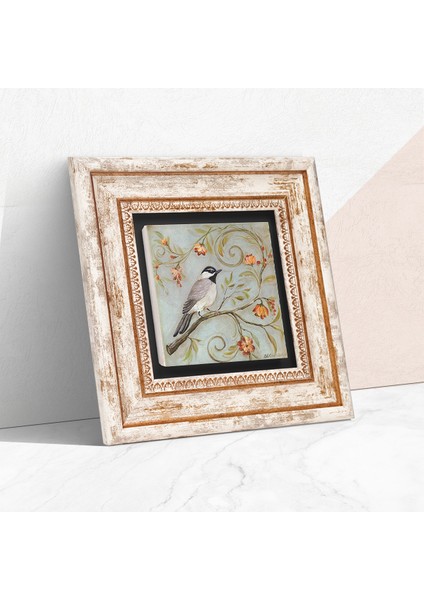 Serçe Kuş Taş Duvar Tablosu Çerçeveli Duvar Dekoru Wall Art T1-403