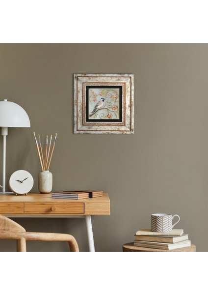 Serçe Kuş Taş Duvar Tablosu Çerçeveli Duvar Dekoru Wall Art T1-403
