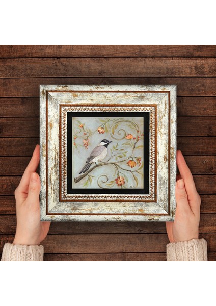 Serçe Kuş Taş Duvar Tablosu Çerçeveli Duvar Dekoru Wall Art T1-403
