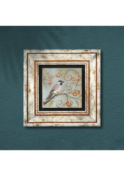 Serçe Kuş Taş Duvar Tablosu Çerçeveli Duvar Dekoru Wall Art T1-403