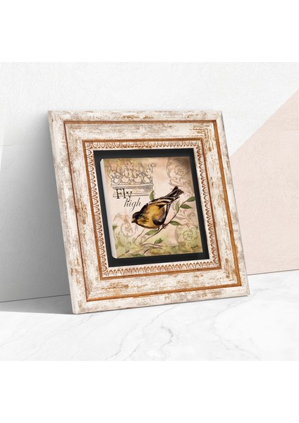 Serçe Kuş Taş Duvar Tablosu Çerçeveli Duvar Dekoru Wall Art T1-405