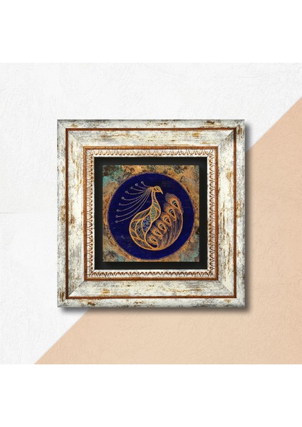 Tavus Kuşu Taş Duvar Tablosu Çerçeveli Duvar Dekoru Wall Art T1-188