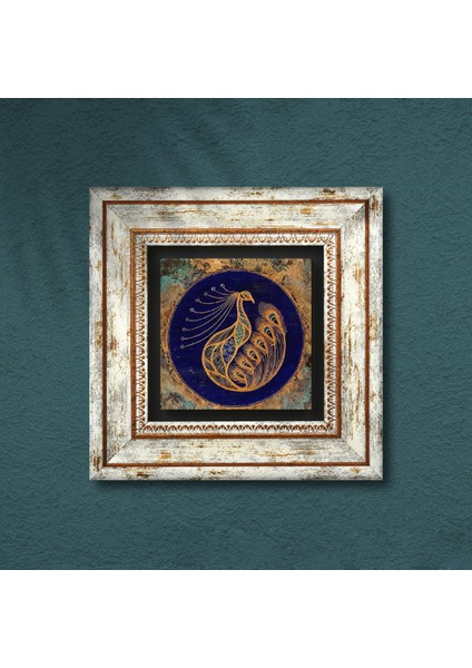 Tavus Kuşu Taş Duvar Tablosu Çerçeveli Duvar Dekoru Wall Art T1-188