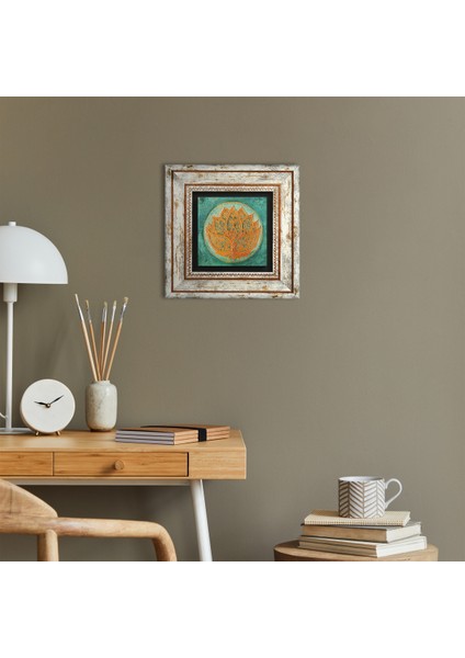 Lotus Çiçeği Taş Duvar Tablosu Çerçeveli Duvar Dekoru Wall Art T1-189