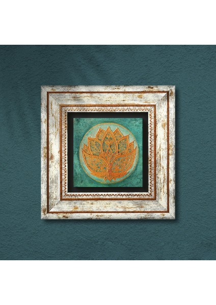 Lotus Çiçeği Taş Duvar Tablosu Çerçeveli Duvar Dekoru Wall Art T1-189