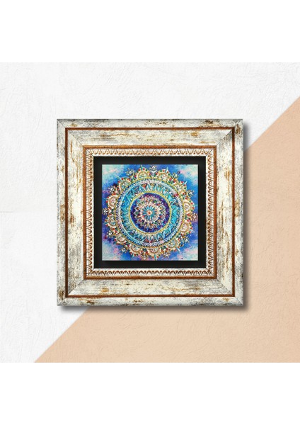 Mandala Taş Duvar Tablosu Çerçeveli Duvar Dekoru Wall Art T1-229