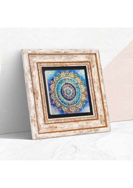 Mandala Taş Duvar Tablosu Çerçeveli Duvar Dekoru Wall Art T1-229