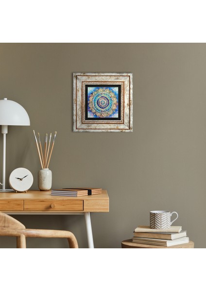 Mandala Taş Duvar Tablosu Çerçeveli Duvar Dekoru Wall Art T1-229