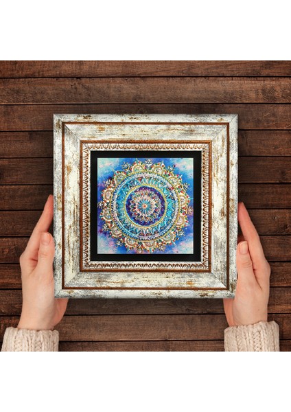 Mandala Taş Duvar Tablosu Çerçeveli Duvar Dekoru Wall Art T1-229