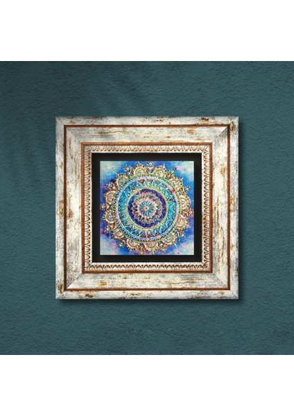 Mandala Taş Duvar Tablosu Çerçeveli Duvar Dekoru Wall Art T1-229