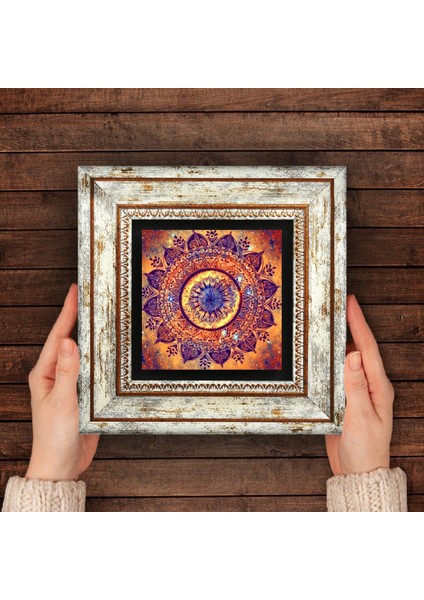 Mandala Taş Duvar Tablosu Çerçeveli Duvar Dekoru Wall Art T1-230