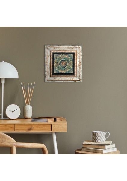 Mandala Taş Duvar Tablosu Çerçeveli Duvar Dekoru Wall Art T1-231