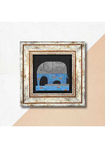 Fil Taş Duvar Tablosu Çerçeveli Duvar Dekoru Wall Art T1-411
