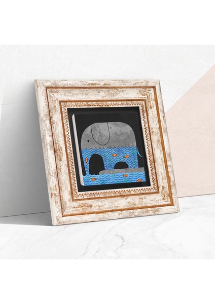 Fil Taş Duvar Tablosu Çerçeveli Duvar Dekoru Wall Art T1-411