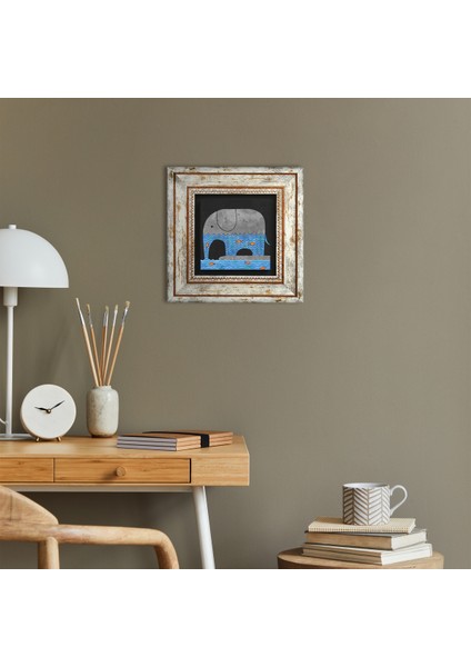 Fil Taş Duvar Tablosu Çerçeveli Duvar Dekoru Wall Art T1-411