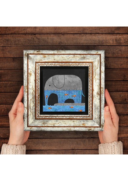 Fil Taş Duvar Tablosu Çerçeveli Duvar Dekoru Wall Art T1-411