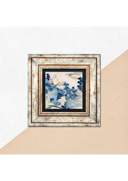 Fuji Dağı Japon Sanatı Taş Duvar Tablosu Çerçeveli Duvar Dekoru Wall Art T1-240