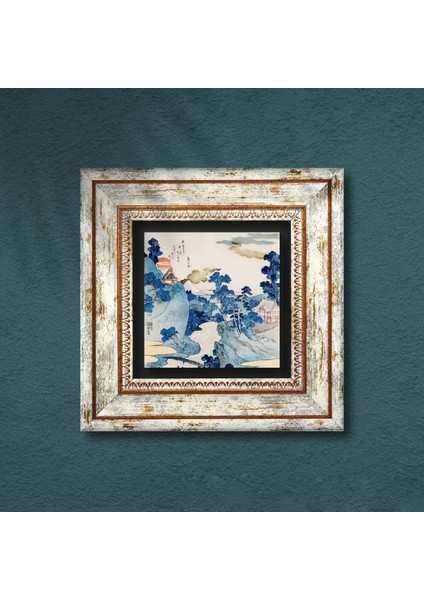 Fuji Dağı Japon Sanatı Taş Duvar Tablosu Çerçeveli Duvar Dekoru Wall Art T1-240