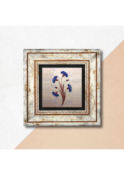 Ebru Sanatı Taş Duvar Tablosu Çerçeveli Duvar Dekoru Wall Art T1-242