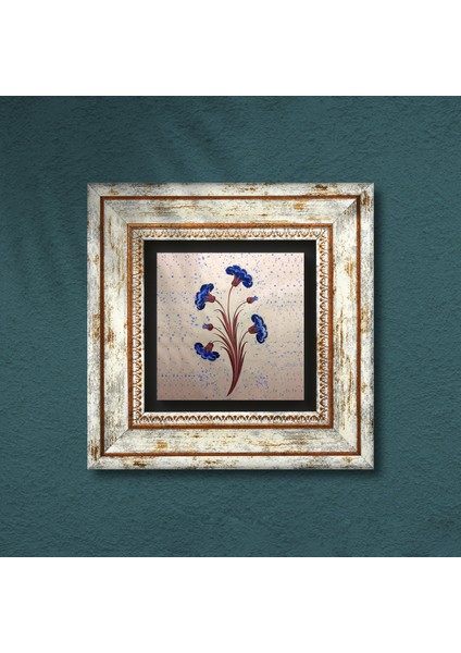 Ebru Sanatı Taş Duvar Tablosu Çerçeveli Duvar Dekoru Wall Art T1-242