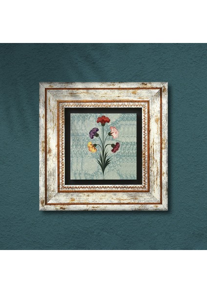Ebru Sanatı Taş Duvar Tablosu Çerçeveli Duvar Dekoru Wall Art T1-243