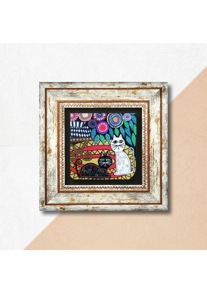 Kedi Çerçeveli Taş Duvar Tablosu – Dekoratif Modern Sanat, Ev ve Ofis Dekoru |TK1-420| fiyatları