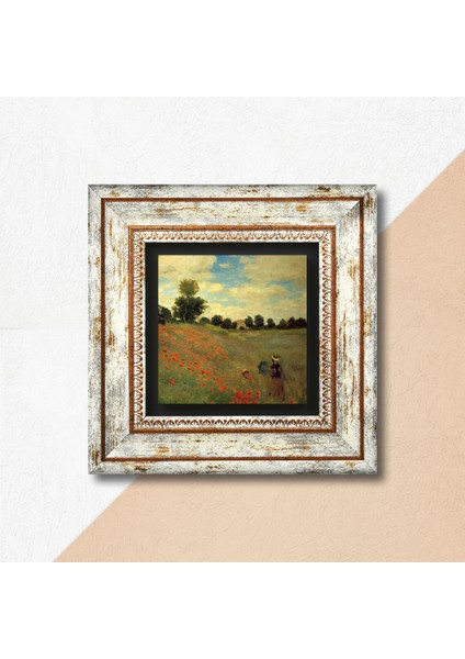 Claude Monet Gelincikler Taş Duvar Tablosu Çerçeveli Duvar Dekoru Wall Art T1-247
