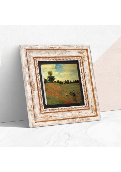 Claude Monet Gelincikler Taş Duvar Tablosu Çerçeveli Duvar Dekoru Wall Art T1-247