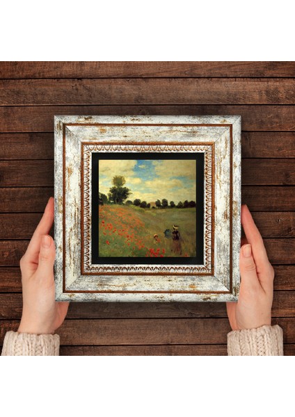 Claude Monet Gelincikler Taş Duvar Tablosu Çerçeveli Duvar Dekoru Wall Art T1-247