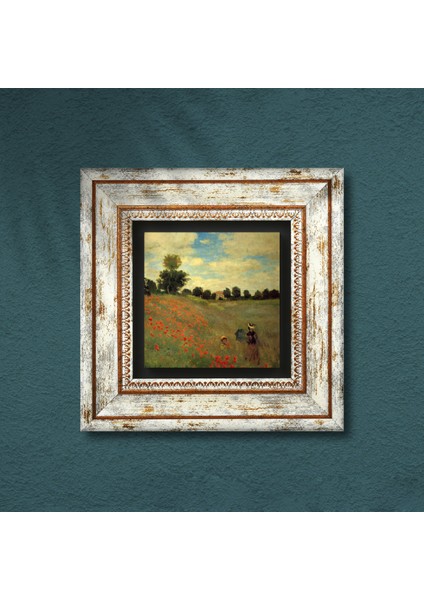 Claude Monet Gelincikler Taş Duvar Tablosu Çerçeveli Duvar Dekoru Wall Art T1-247