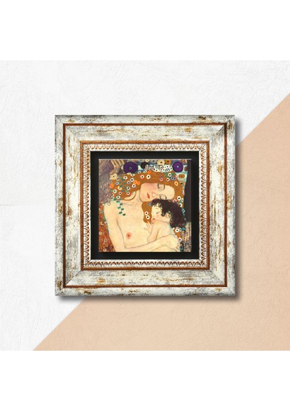 Gustav Klimt Anne Çocuk Taş Duvar Tablosu Çerçeveli Duvar Dekoru Wall Art T1-26