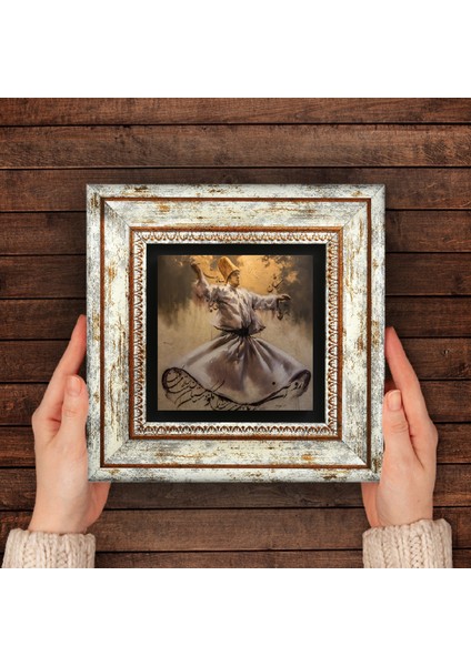 Semazen Taş Duvar Tablosu Çerçeveli Duvar Dekoru Wall Art T1-264