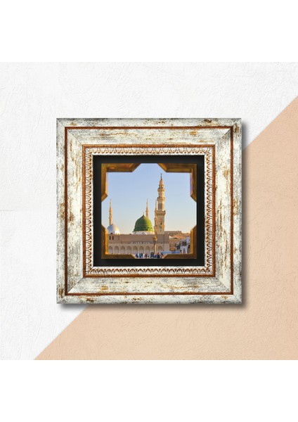 Ravza-i Mutahhara Taş Duvar Tablosu Çerçeveli Duvar Dekoru Wall Art T1-57